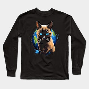 Siamese Cat Earth Day Long Sleeve T-Shirt